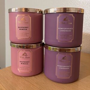 (4) bath & body works candles raspberry mimosa & pomegranate lemonade